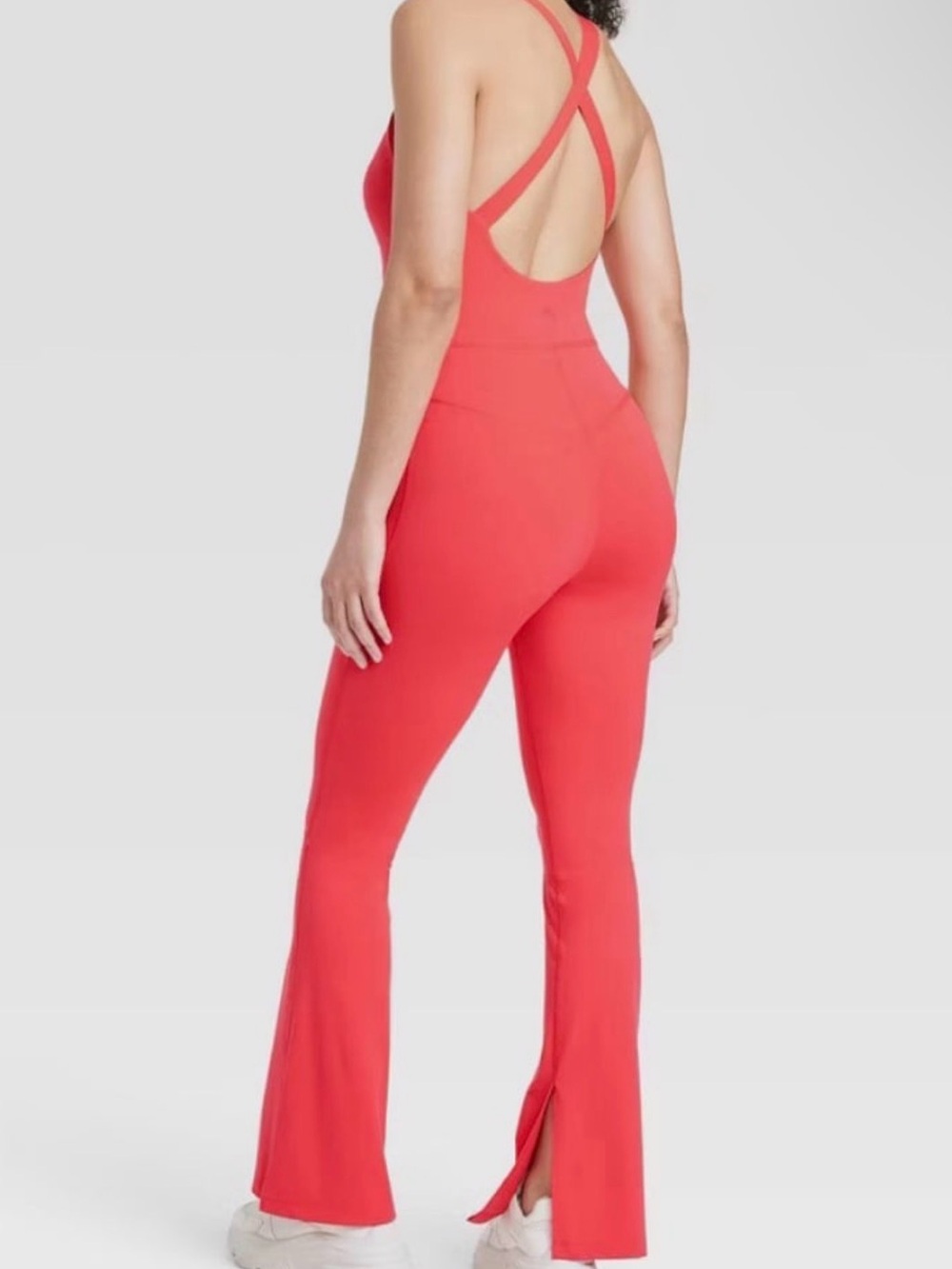 NWT JoyLab Racerback Flare Jumpsuit Cambo Coral Size Large - Picture 3 of 13
